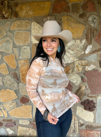Tan Desert Mesh Top