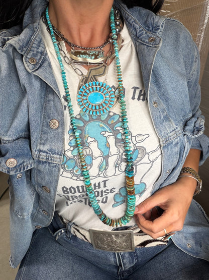 39” Best Seller Turquoise Graduated Rondelle Necklace