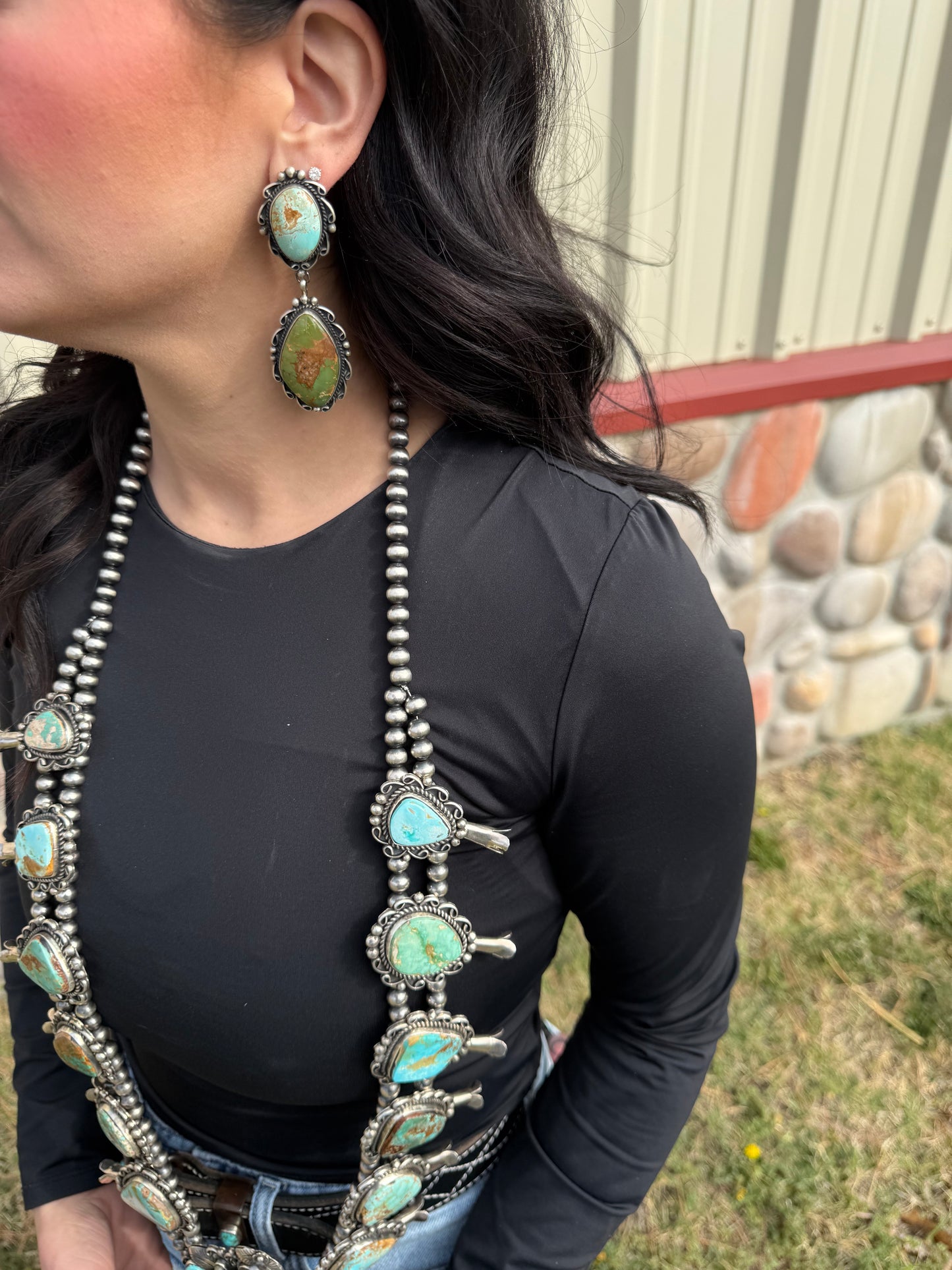 One of a Kind C Yazzie Giant Royston Squash Blossom
