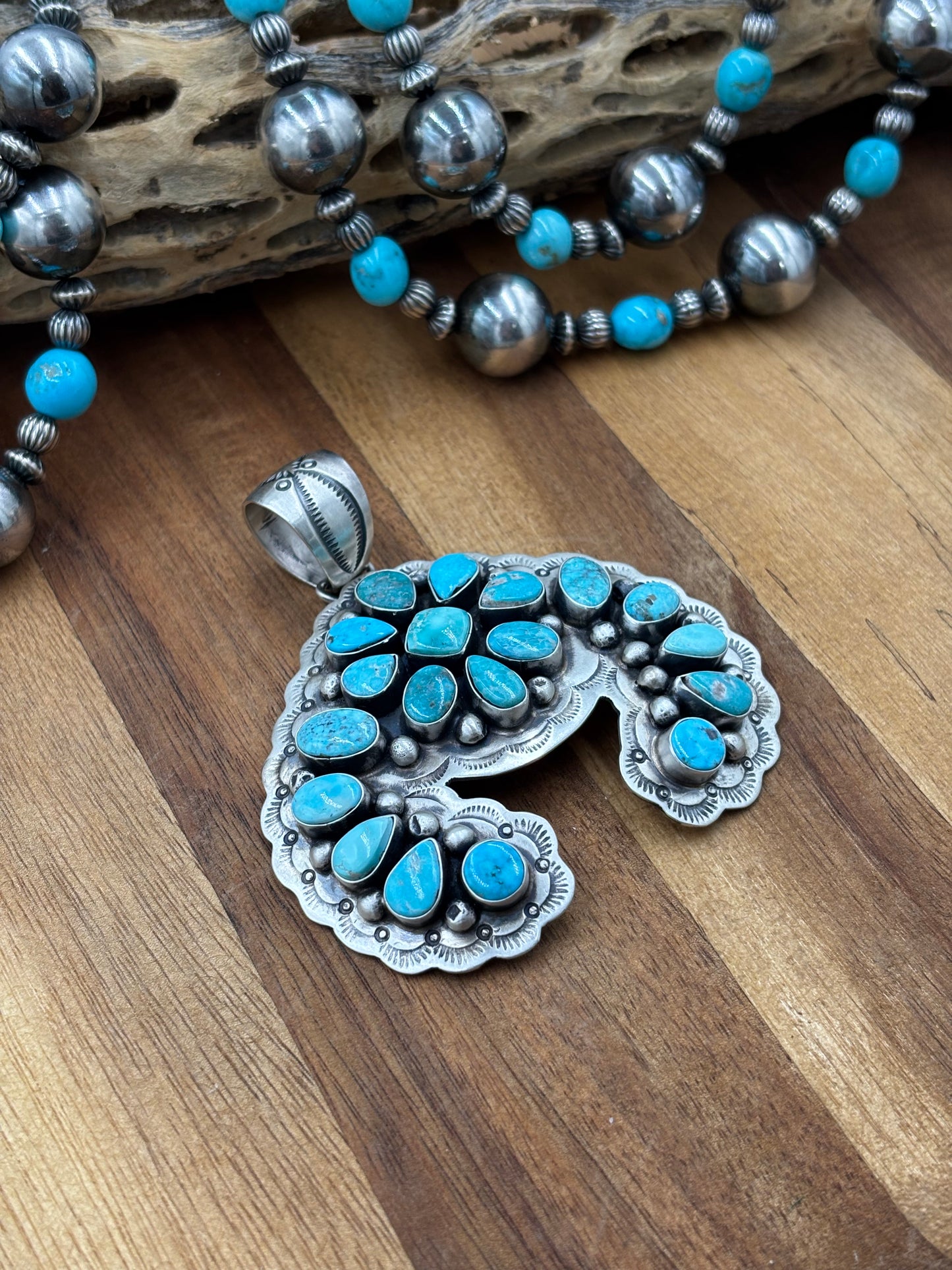 Turquoise Cluster Naja Pendant by Cordell Platero, Navajo
