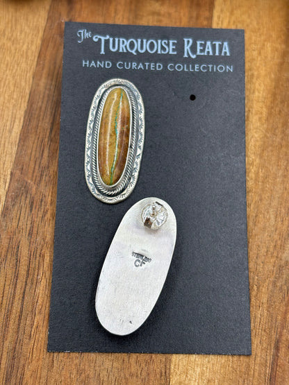 Ribbon Royston Turquoise Stud Earrings by Carlos Francisco, Navajo