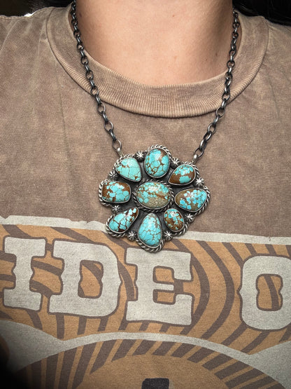 Mine #8 Turquoise #911-14 Cluster Necklace by Augustine Largo, Navajo