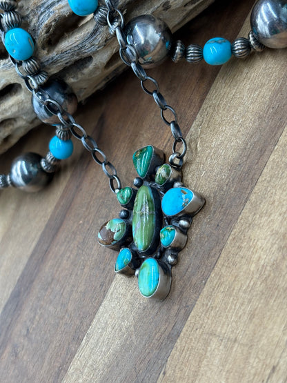 Sonoran Gold #917-54 Cluster Necklace by Wilson Dawes, Navajo