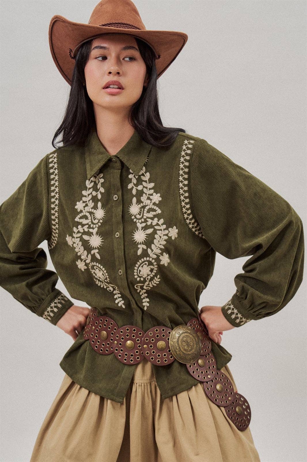 The Ember Embroidered Corduroy Top