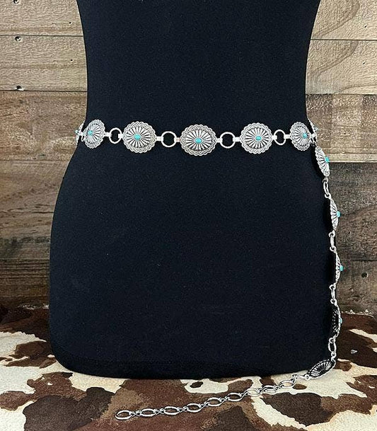 Concho Belt Plastic Turquoise Belt