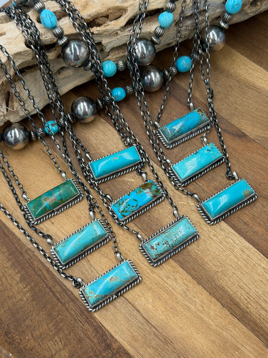 16” Kingman Bar Necklaces by Johnny Dixon, Navajo