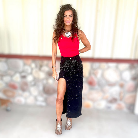 Starlight Slit Denim Skirt