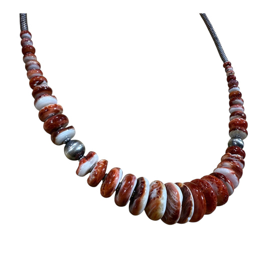 22" Red Spiny Oyster Necklace