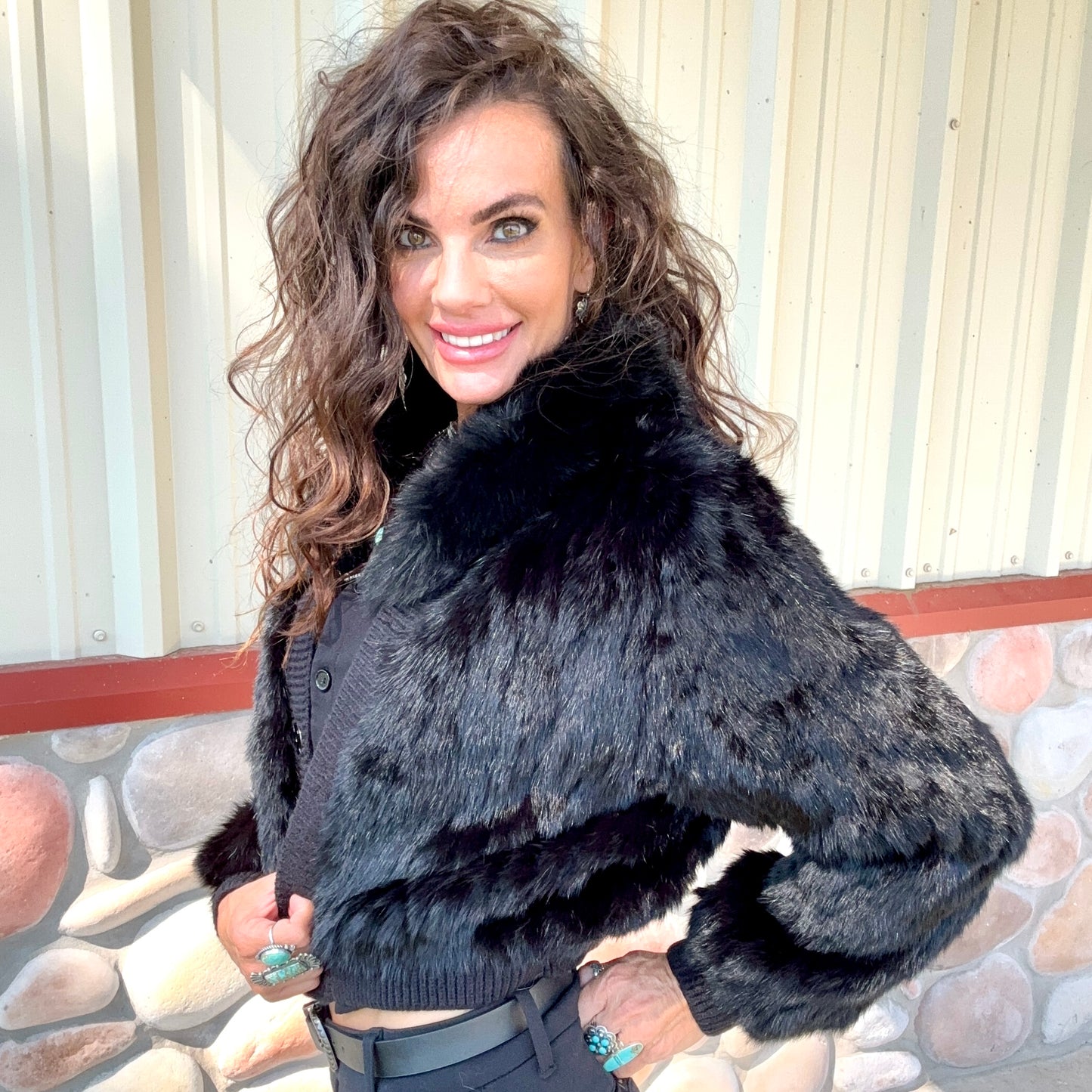 Midnight Luxe Fox and Rabbit Fur