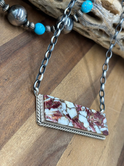 Spiny Bronze Mojave #917-49A XL Bar Necklace by Brandon Etcitty, Navajo