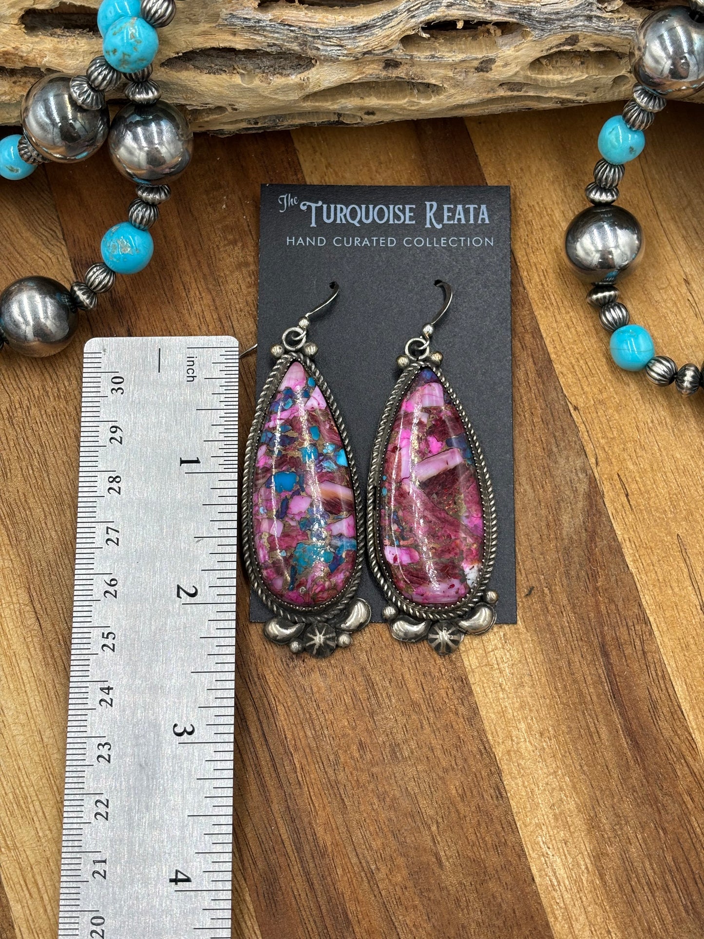 Pink Dahlia Earrings by Richard Jim, Navajo