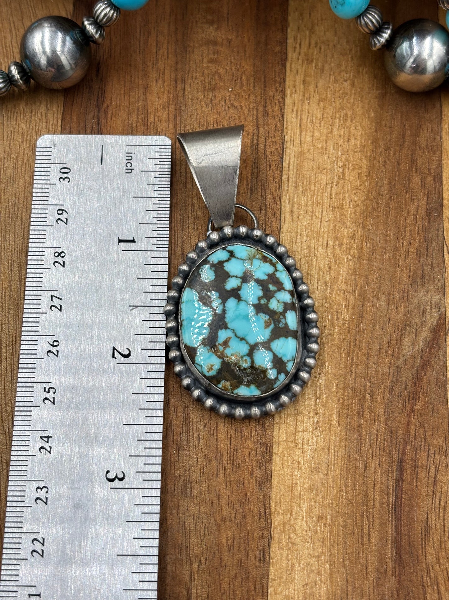 Turquoise Pendant Dotted Border