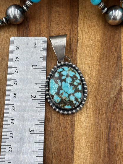 Turquoise Pendant Dotted Border