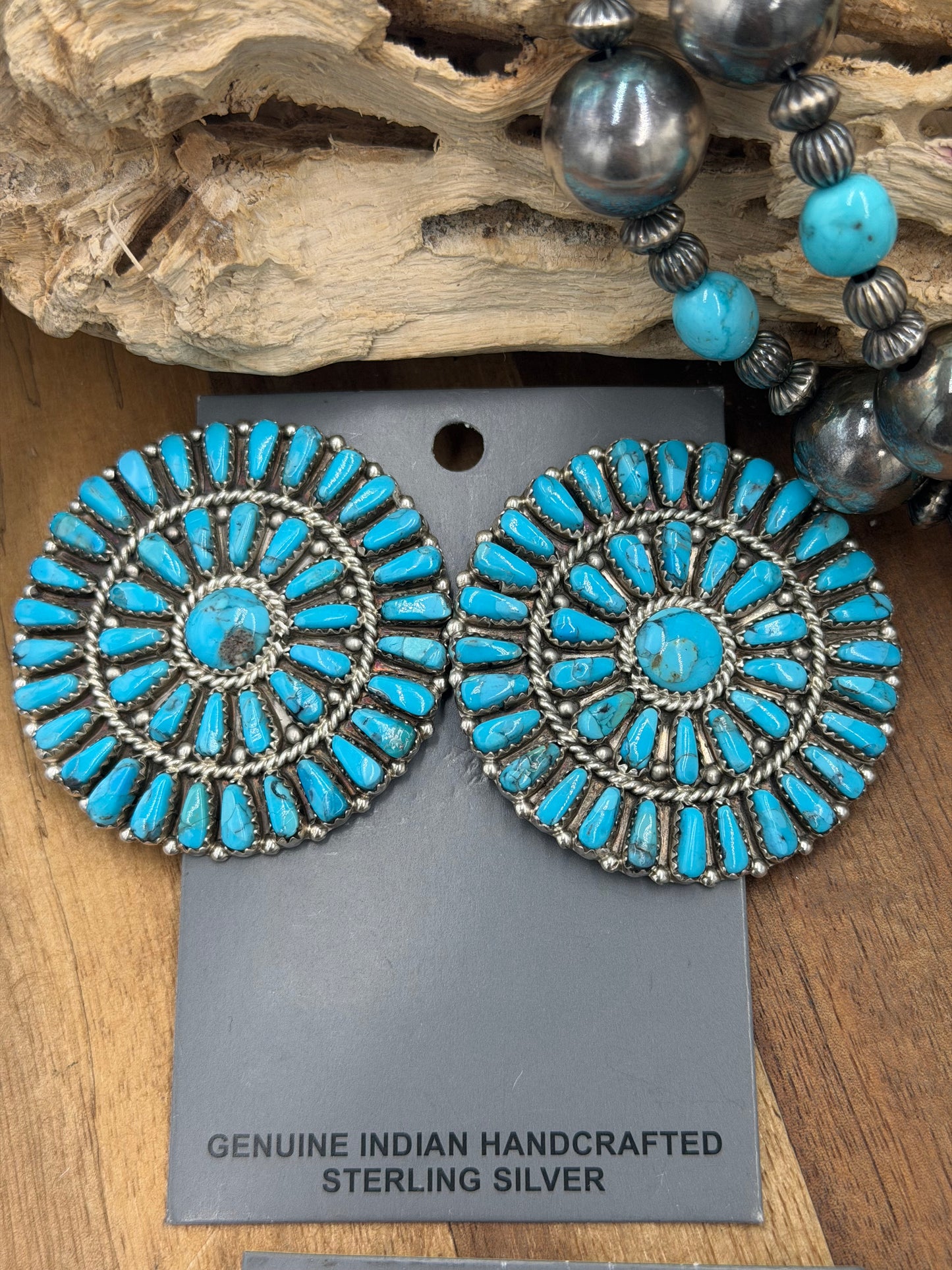 Turquoise Cluster Earrings #811-11 by Davina Benally, Navajo