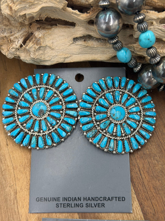 Turquoise Cluster Earrings #811-11 by Davina Benally, Navajo