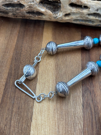 28” Mercury Dime & Turquoise Necklace by James McCabe, Navajo