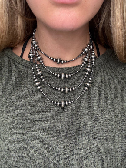 14” 3-14mm #911-23 Rondelle Sterling Pearls Necklace