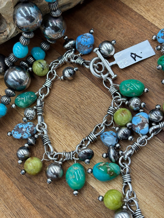 Mixed Turquoise Charm Bracelet