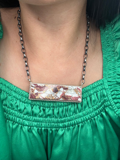 Spiny Bronze Mojave #917-49E XL Bar Necklace by Brandon Etcitty, Navajo
