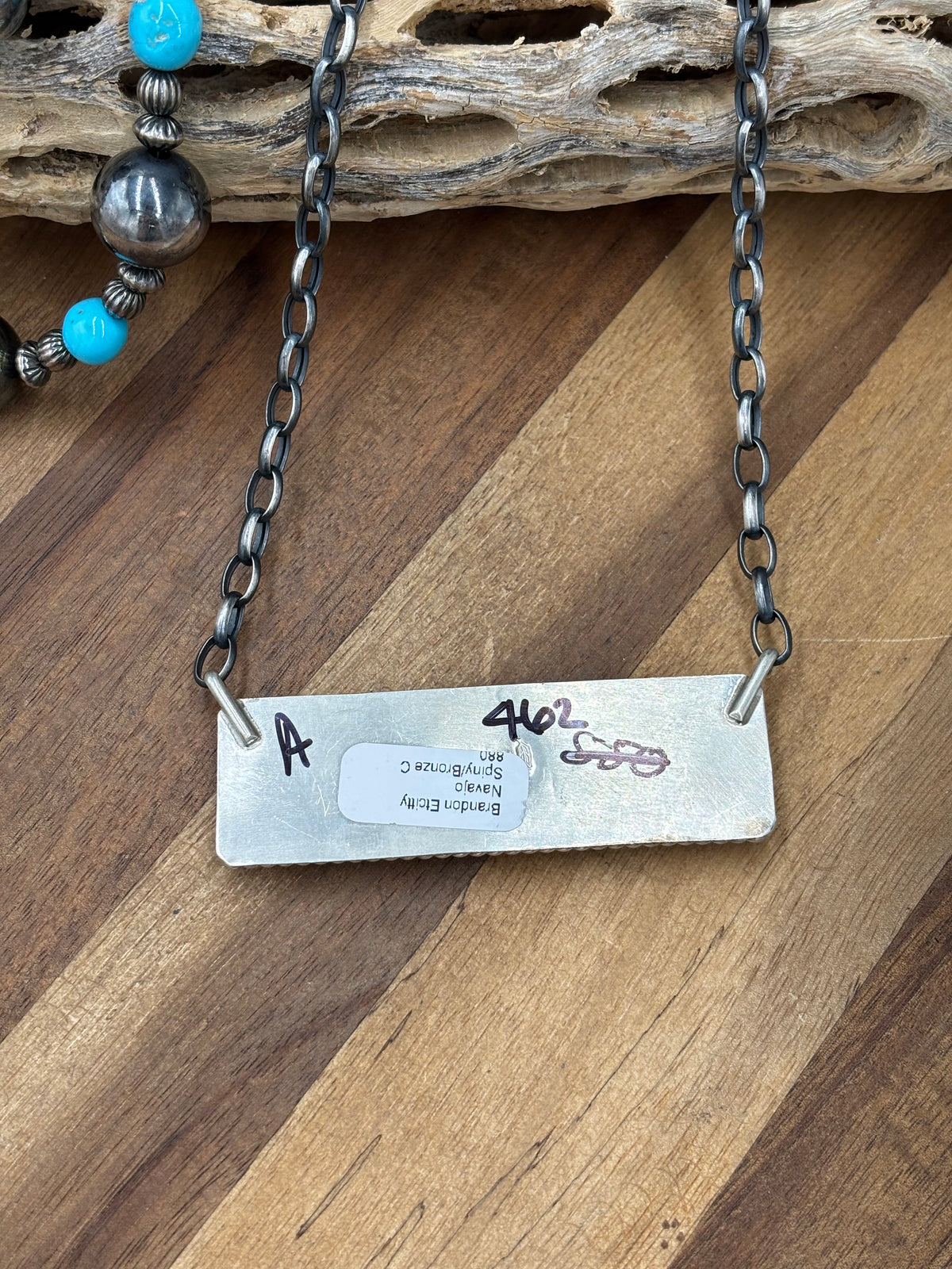 Spiny Bronze Mojave #917-49A XL Bar Necklace by Brandon Etcitty, Navajo