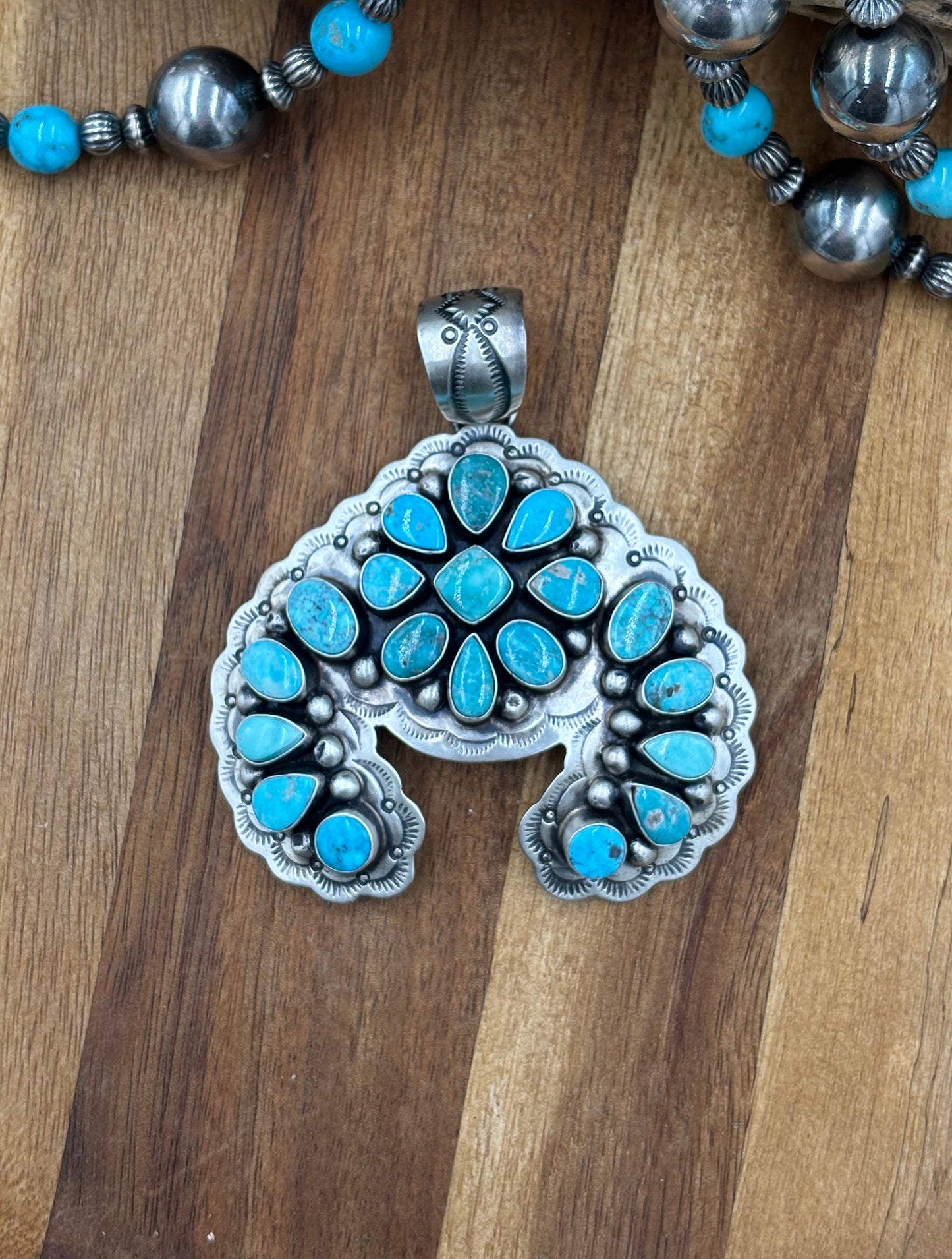 Turquoise Cluster Naja Pendant by Cordell Platero, Navajo