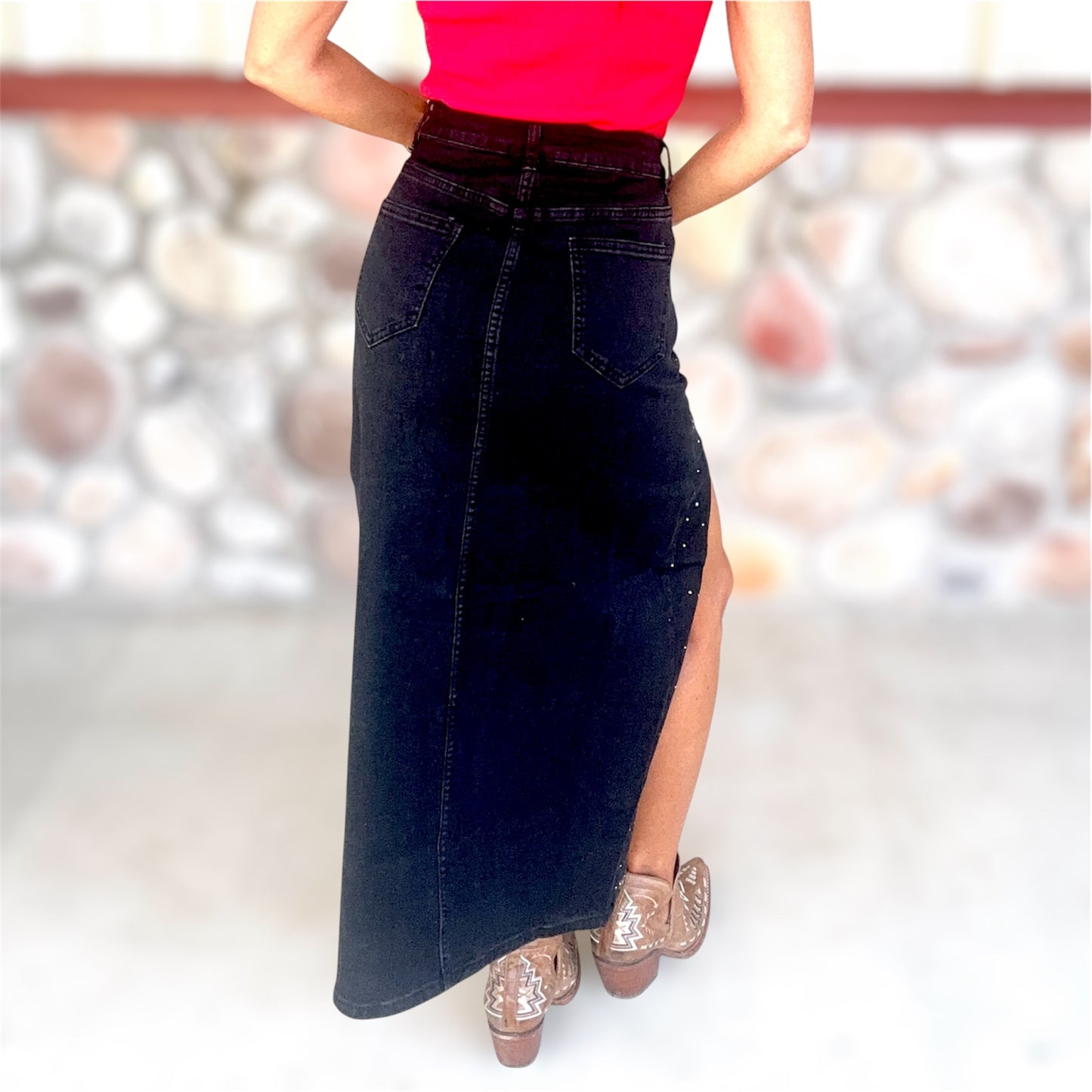Starlight Slit Denim Skirt