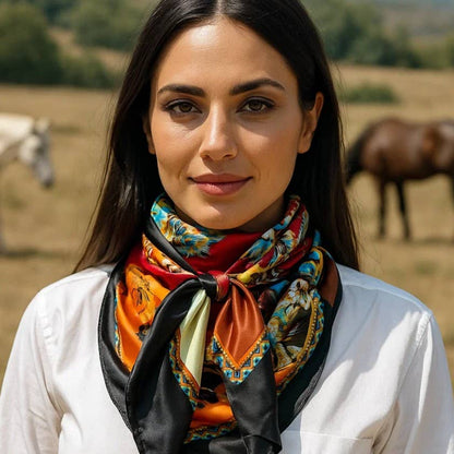 35X35" Black and Red Floral Paisley Wild Rag / Scarf WR1025