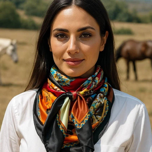 35X35" Black and Red Floral Paisley Wild Rag / Scarf WR1025