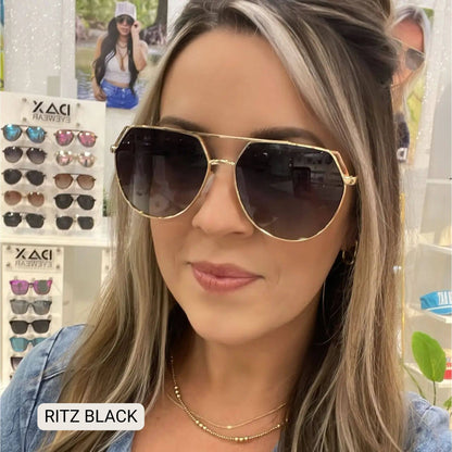 Ritz - Unisex Polarized Large Hair Friendly Aviator: Smokeshow