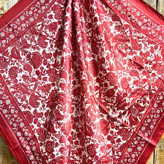 35x35"  Red & Cream Paisley Wild Rag/Scarf WR143