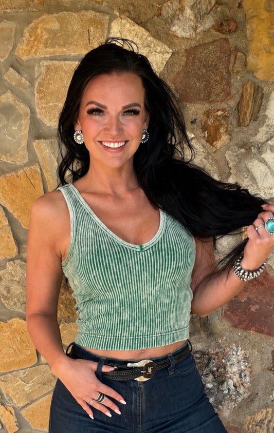 The Coco Ribbed Tank - Olive