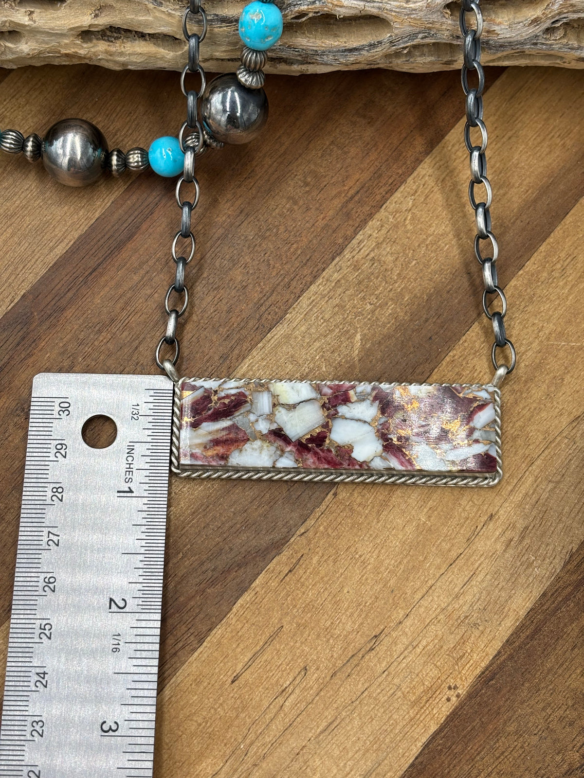 Spiny Bronze Mojave #917-49A XL Bar Necklace by Brandon Etcitty, Navajo