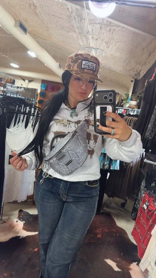 Silver Metallic Python by Harley Rhodes Bum Bag Crossbody