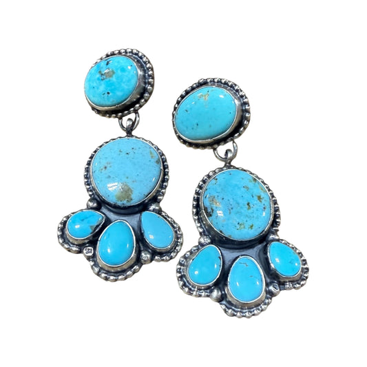 Turquoise Post Dangle Earrings by Ella Peters