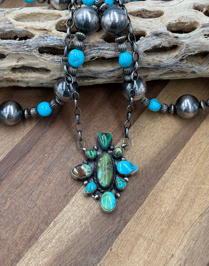 Sonoran Gold #917-54 Cluster Necklace by Wilson Dawes, Navajo
