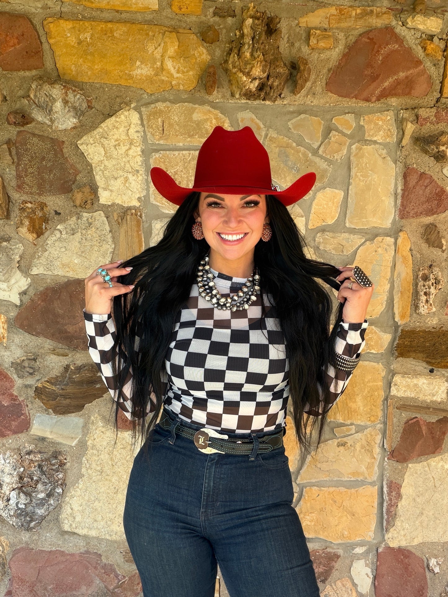 Checkered Mesh Top