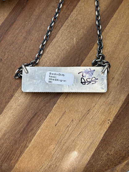 White Buffalo Mojave #917-43 XL Bar Necklace by Brandon Etcitty, Navajo