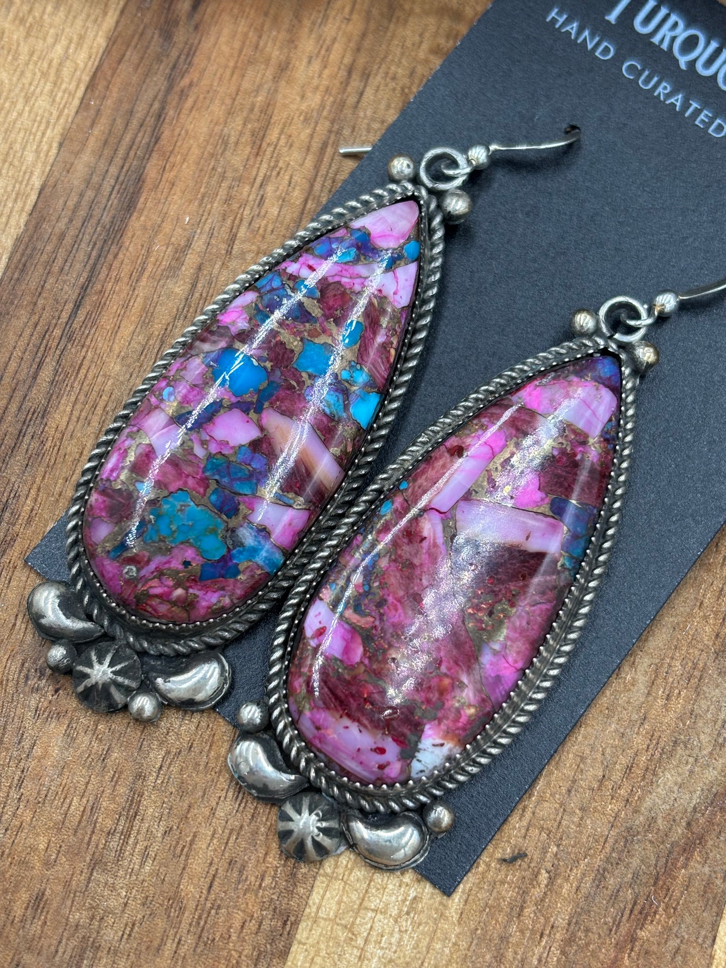 Pink Dahlia Earrings by Richard Jim, Navajo