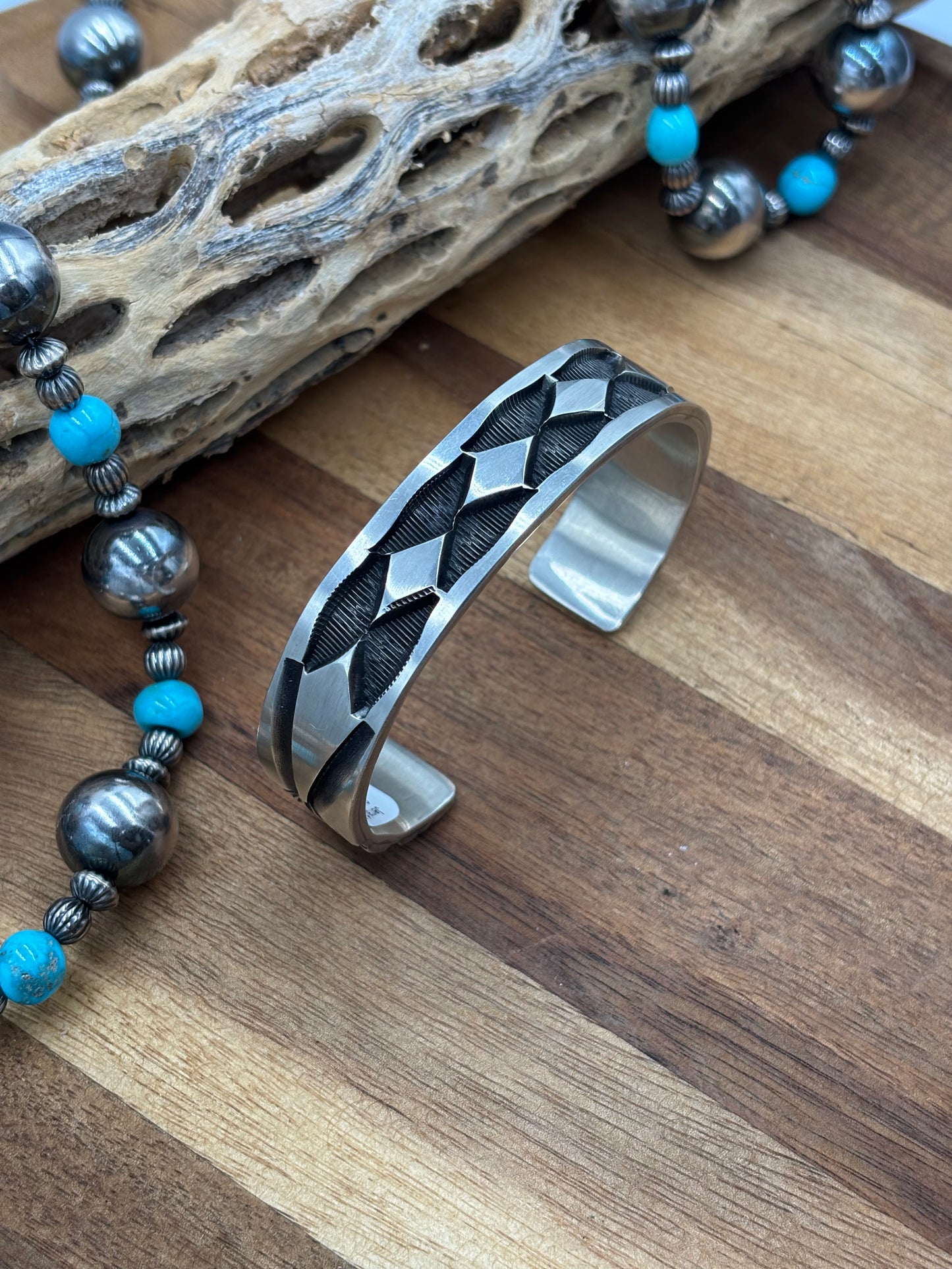 All Silver Cuff #2 by Jerald Tahe, Navajo