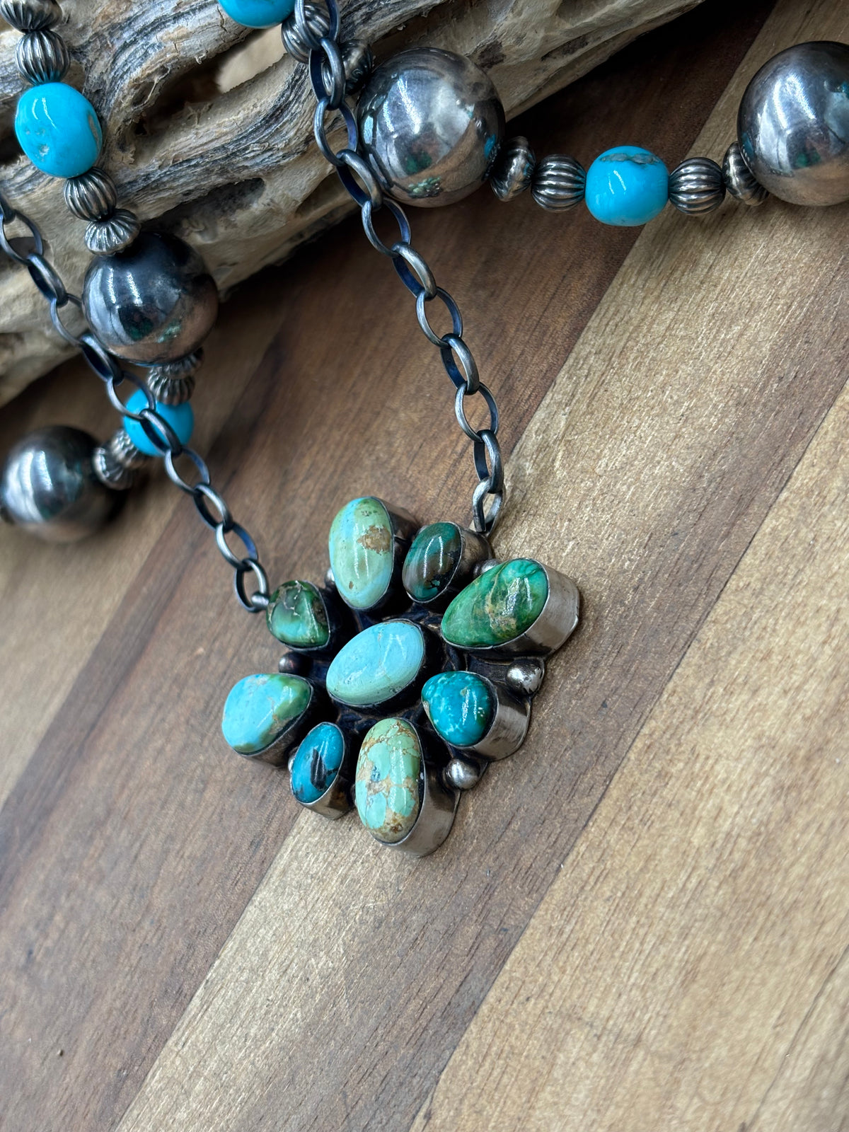 Sonoran Gold #917-53 Cluster Necklace by Wilson Dawes, Navajo