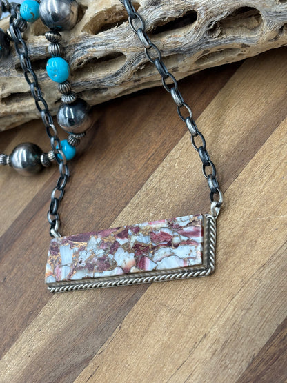 Spiny Bronze Mojave #917-49D XL Bar Necklace by Brandon Etcitty, Navajo
