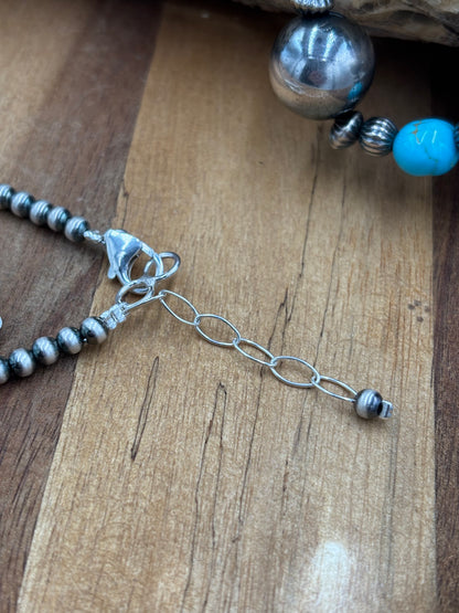 18” Orange Spiny & Sterling Silver Pearl Necklace
