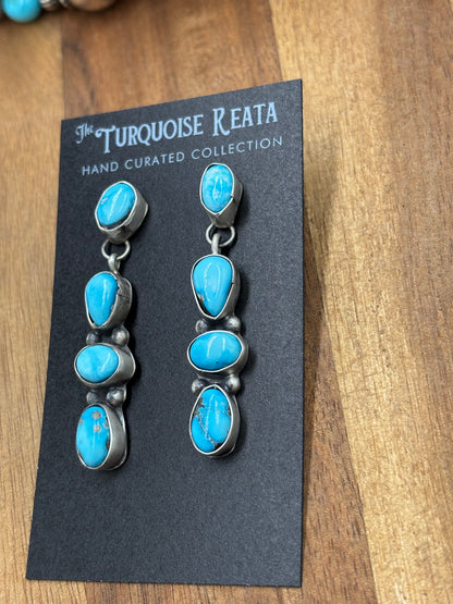 Turquoise Drop Earrings by Ella Peters, Navajo