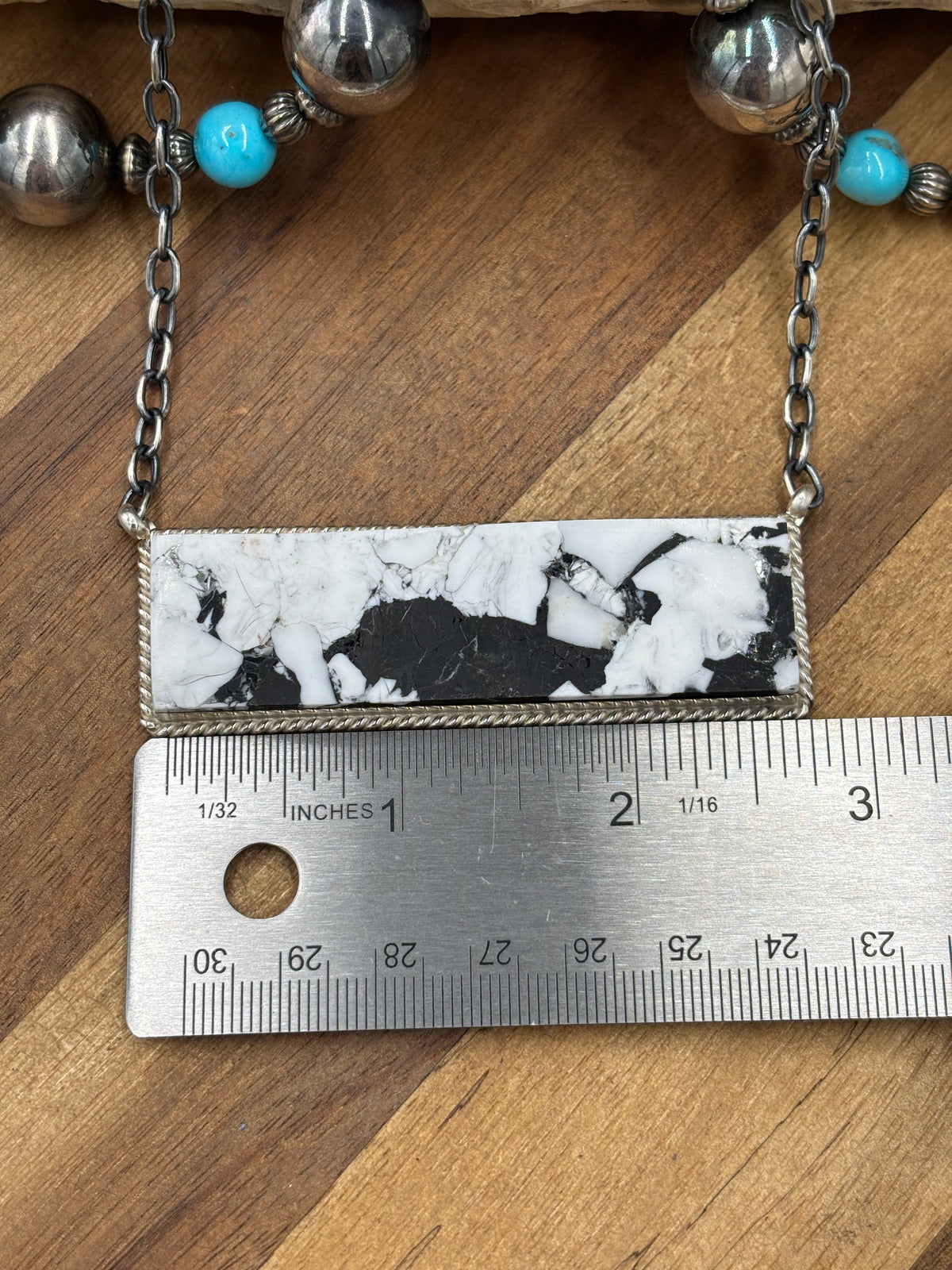 White Buffalo Mojave #917-50A XL Bar Necklace by Brandon Etcitty, Navajo