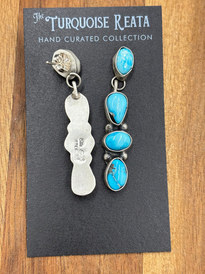 Turquoise Drop Earrings by Ella Peters, Navajo