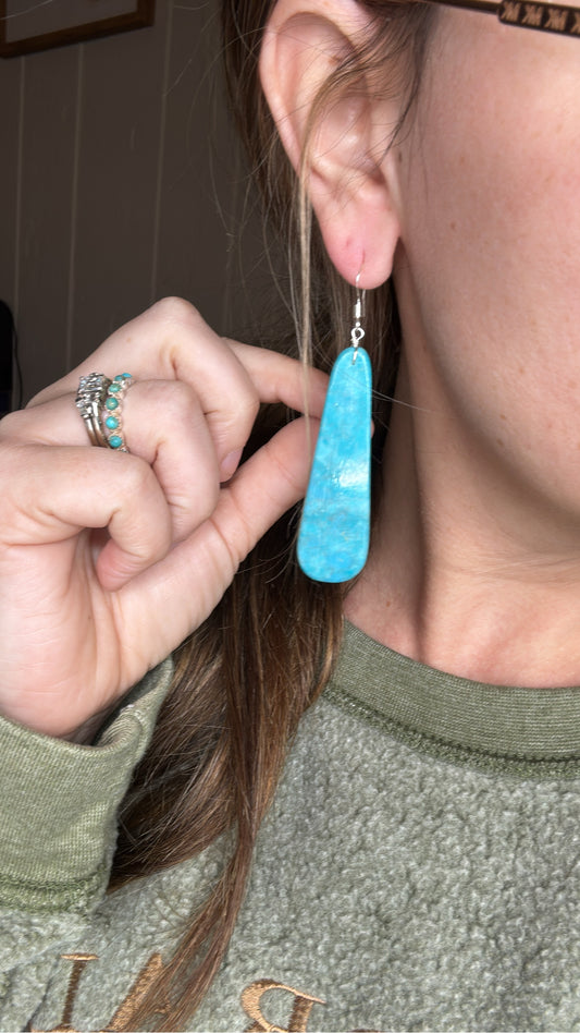 Medium Turquoise Slab Earrings