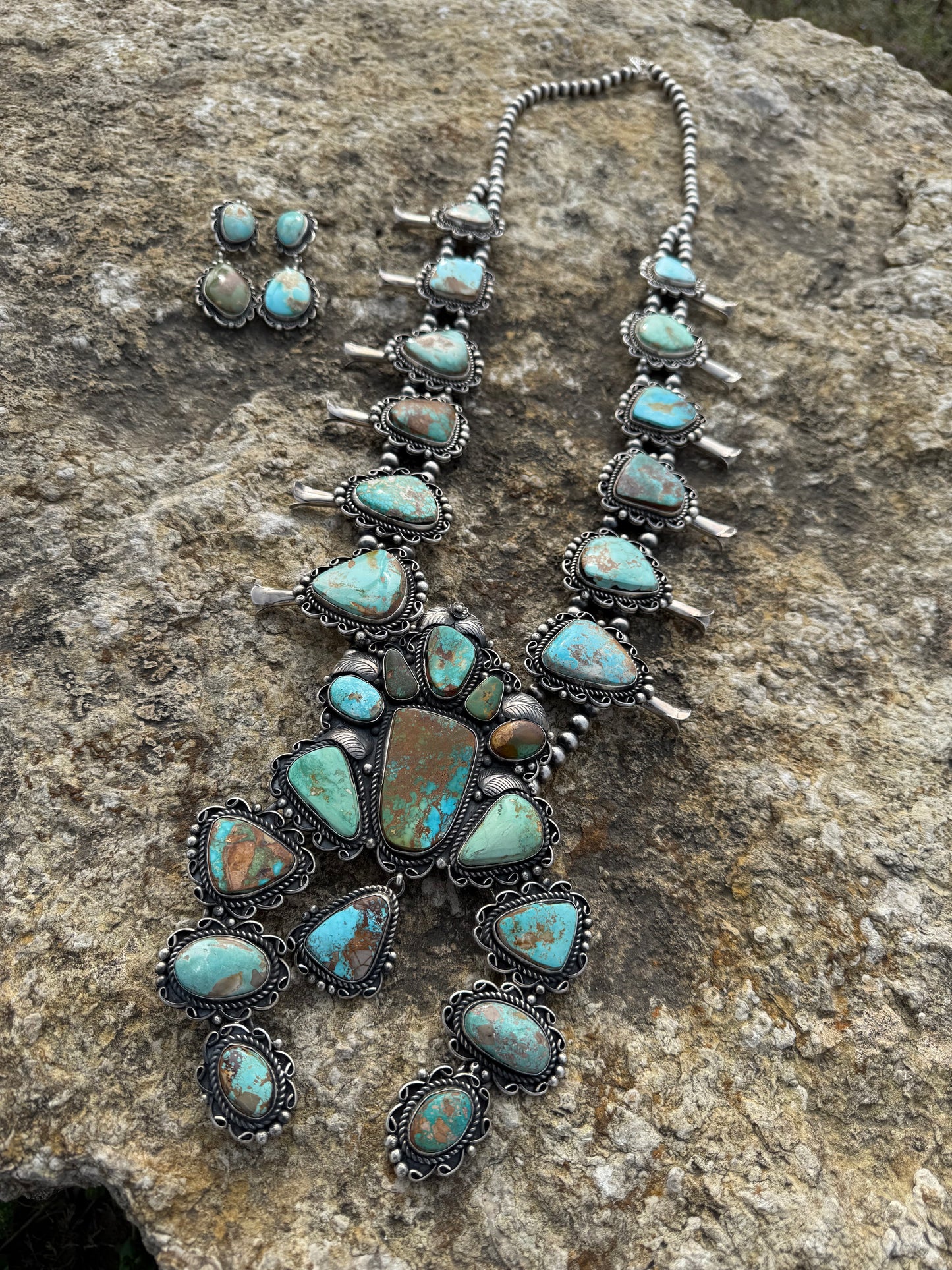 One of a Kind C Yazzie Giant Royston Squash Blossom