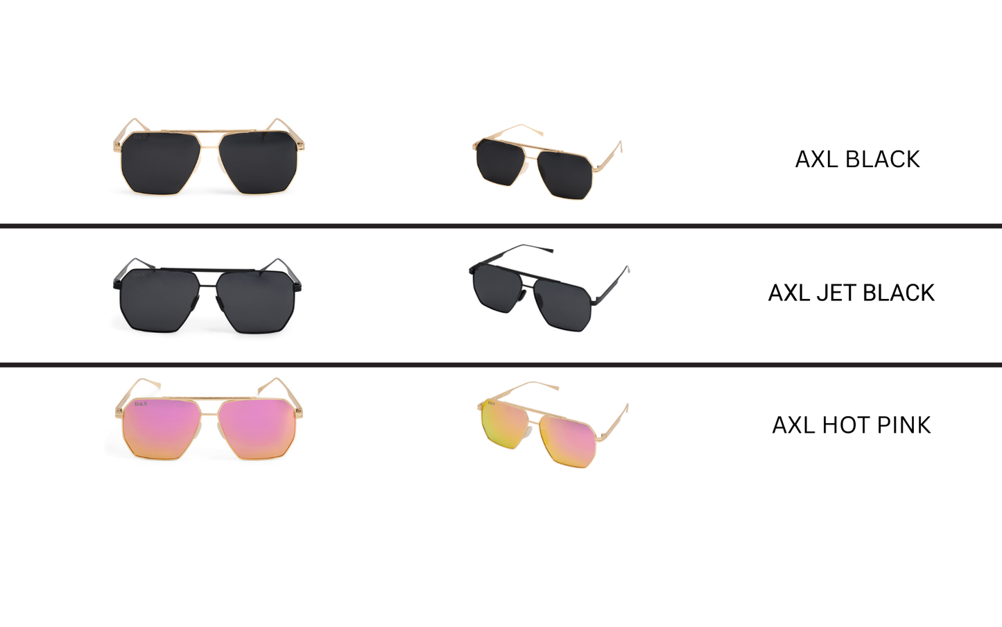 AXL - Unisex Geometric Aviator Polarized Sunglasses: Black