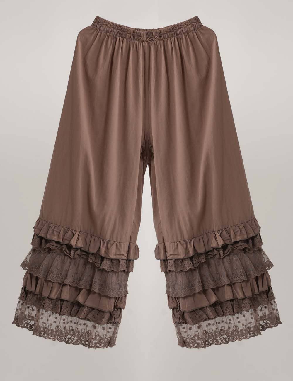 Sophie Lace Ruffle Wide Leg Pants: Coffee