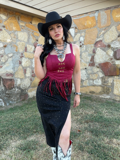 Starlight Slit Denim Skirt